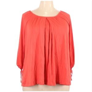 New AUDREY & GRACE Women's Size 3X Coral 3/4 Sleeve Pullover Stretch Blouse